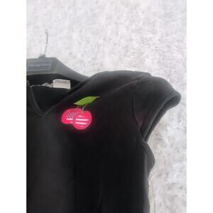 Vintage 90s Y2K Baby Cherry Tee Made in USA Black 100% Cotton Soft Goth Girl SzS